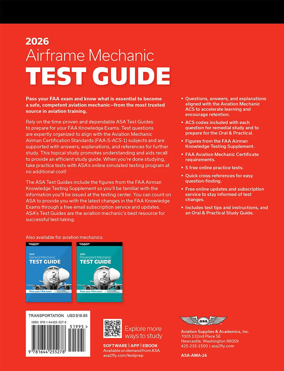 ASA FAST TRACK 2026 TEST GUIDE - AIRFRAME, (Softcover Book)
