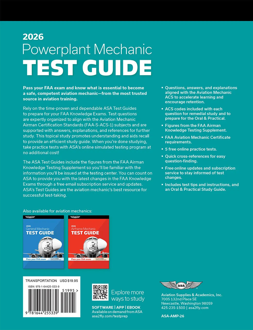 ASA FAST TRACK 2026 TEST GUIDE - POWERPLANT, (Softcover Book)